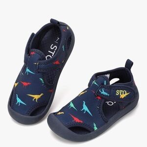 STQ dinosaur blue Water Shoes Quick-Dry Slip on swim beach toddler boy 10 NWT